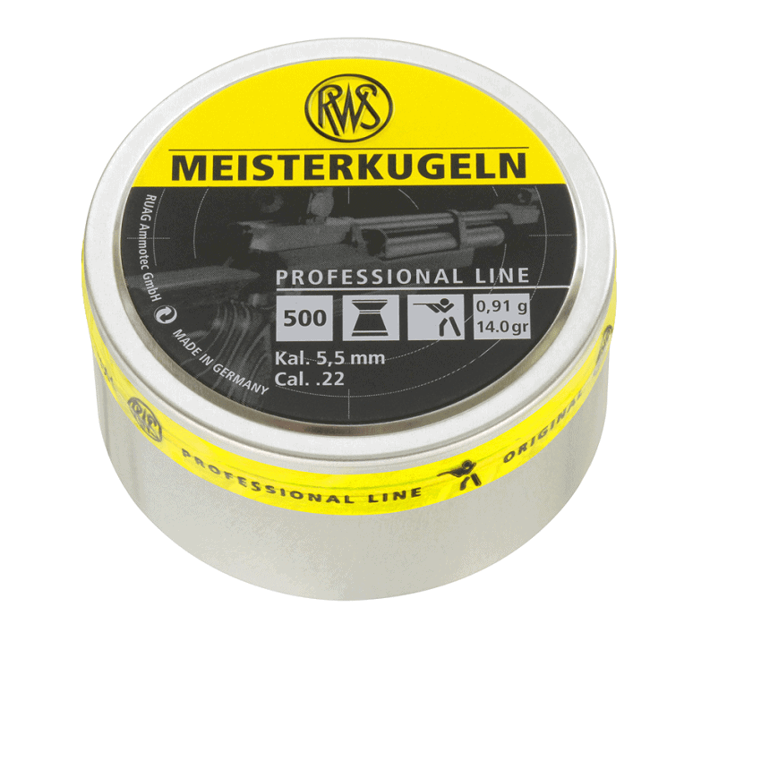 RWS_Meisterkugeln_5,5mm_0.91g_500kpl_R2135930 | Suomen Erämetsästys Ilmakiväärin luoti, 5,5 millinen kaliiberi.